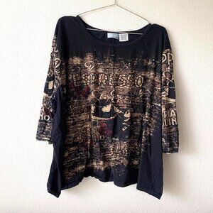 y2k 2000s All Over Print Rhinestone Bling Top Women's Plus Size 3XL